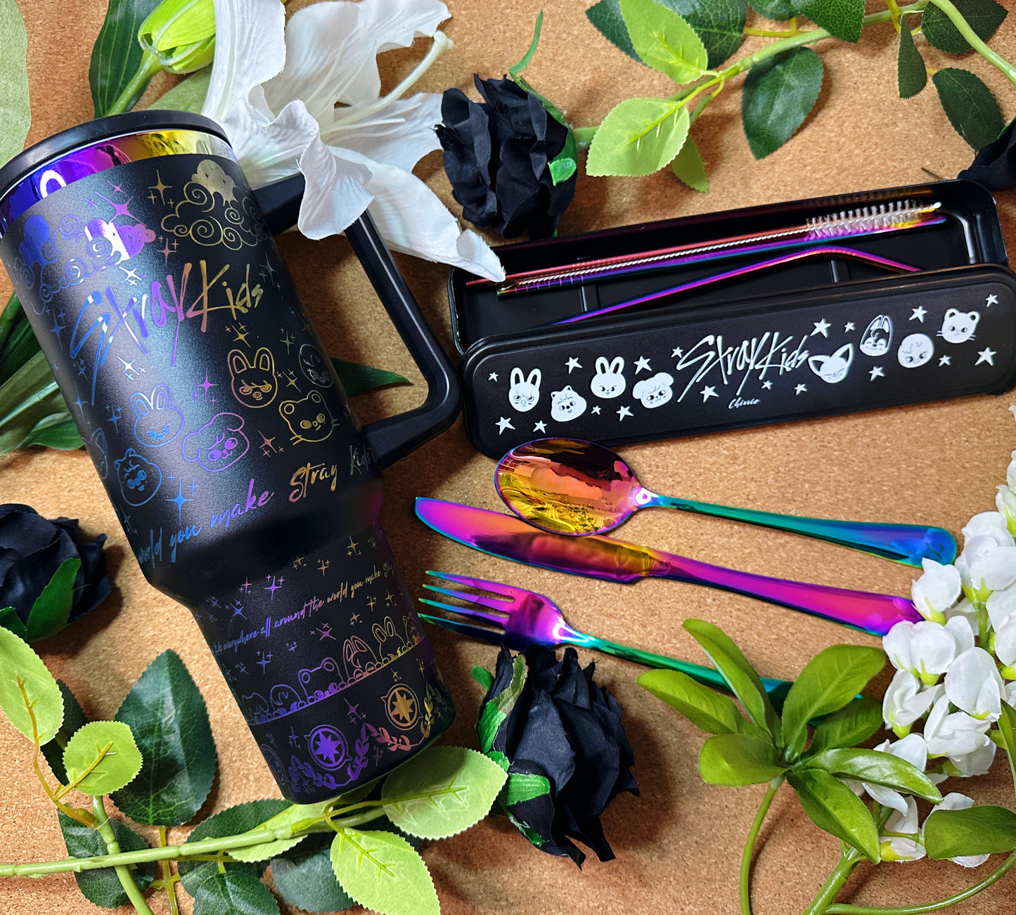 STRAY KIDS Rainbow Tumbler & Cuttlery Set