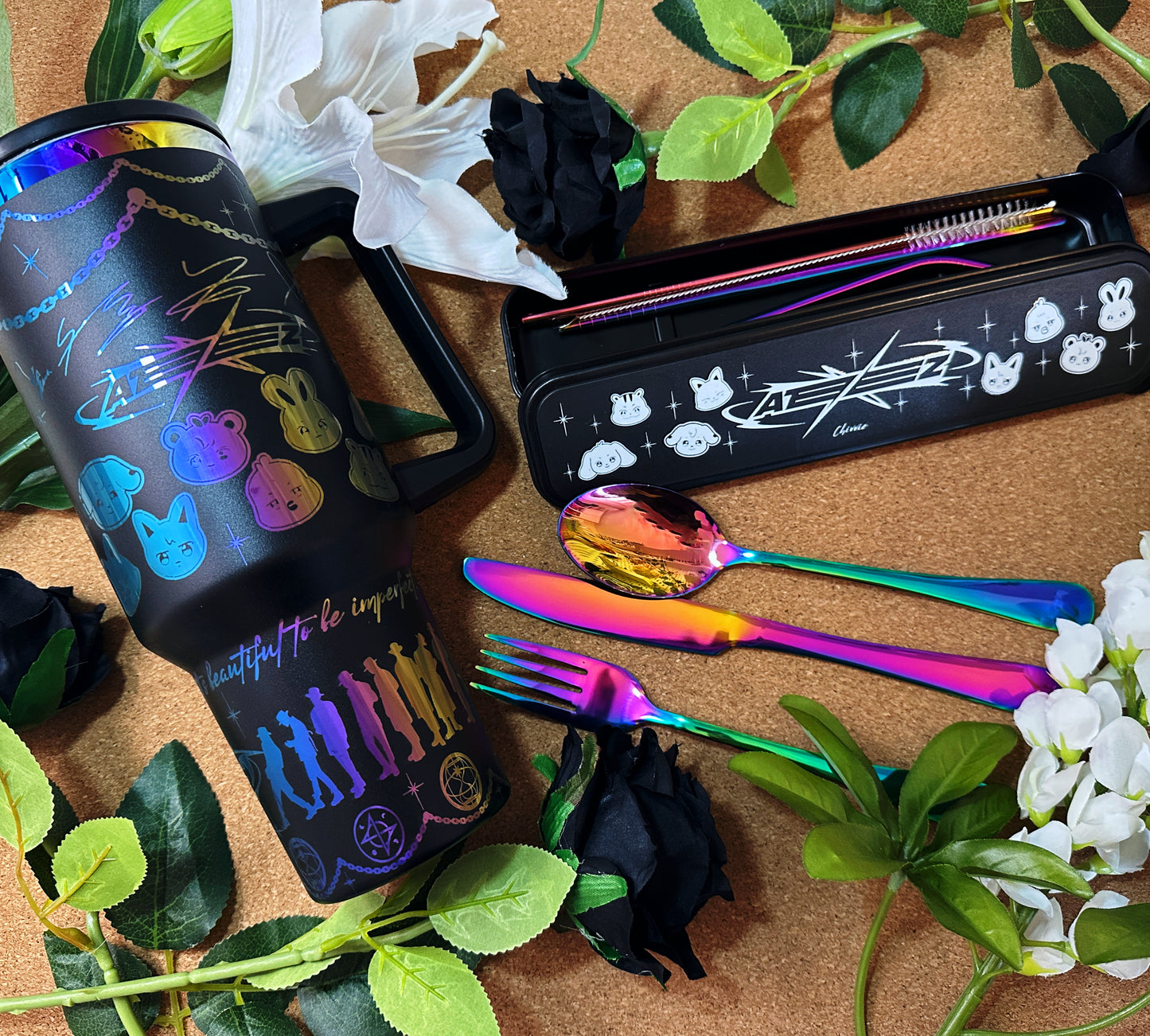 ATEEZ Rainbow Tumbler & Cuttlery Set